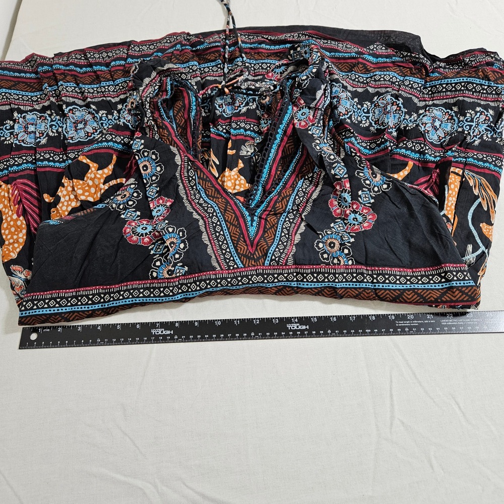 Anthropologie NWOT Cat Jungle Print Ruffle V-Neck Mini Dress Black Multi 2X - Picture 8 of 11